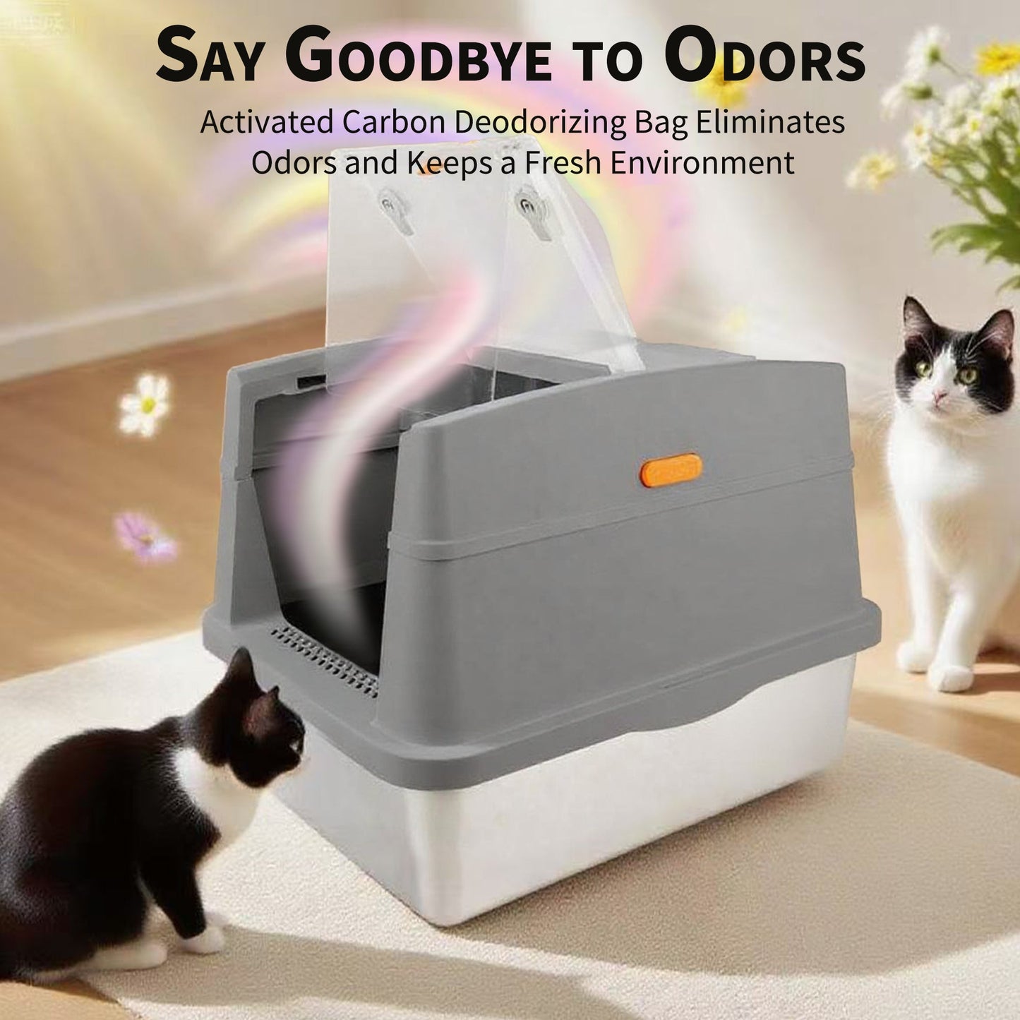 Go Fresh - Cat Litter Box Hooded Stainless Steel Base