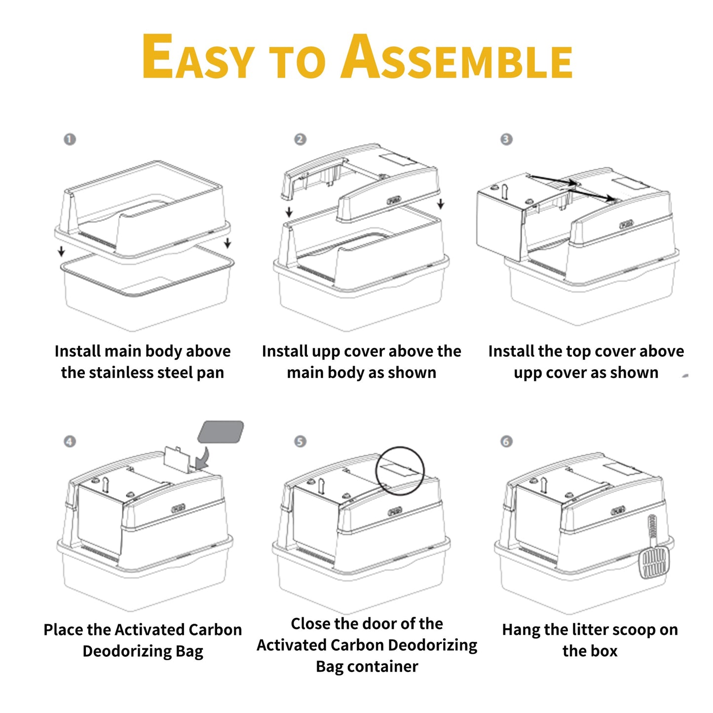 Go Fresh - Cat Litter Box Hooded Stainless Steel Base