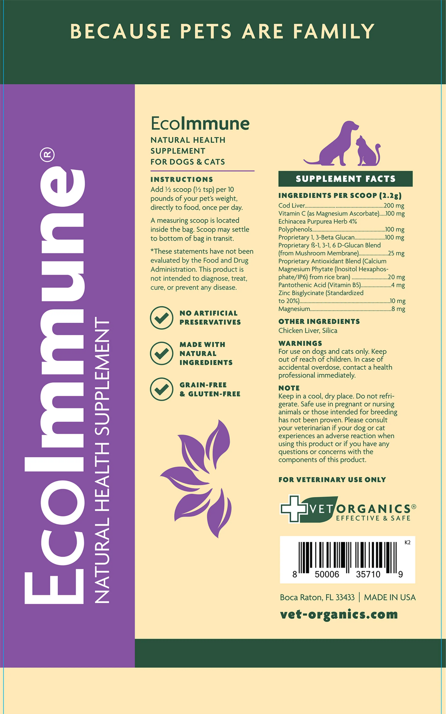 Vet Organics EcoImmune Immune Booster 4 oz for Pets