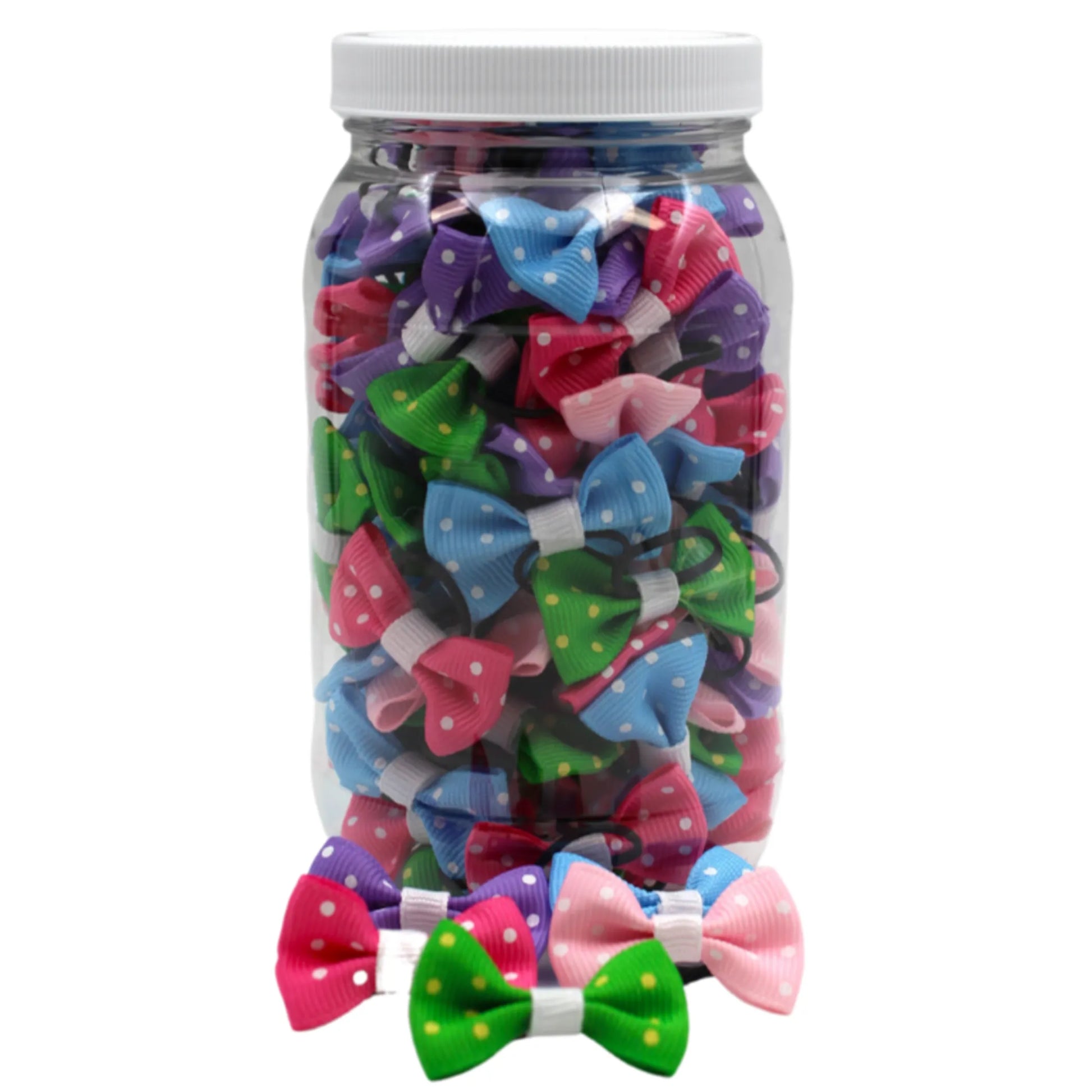 GD101 | 50-100 Groomers Dinky dog / cat bow jar Polka Dot|Pets Ribbons - Your Pet Connection