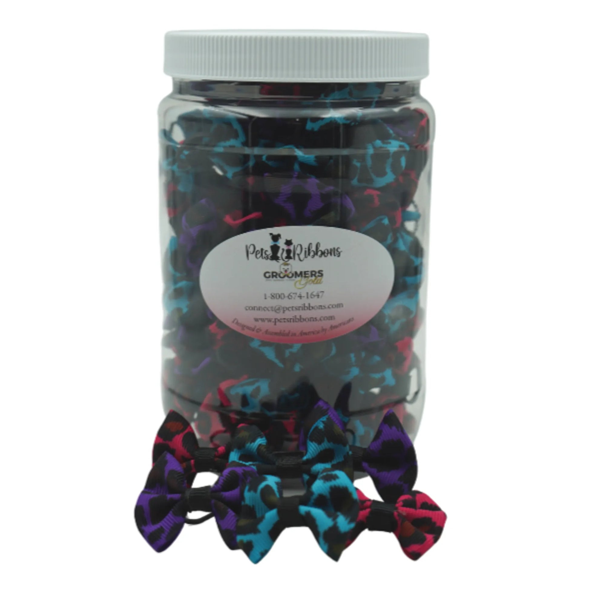 GG106 | 50-100 Animal Print Groomer dog/ cat bows in a jar|Pets Ribbons - Your Pet Connection