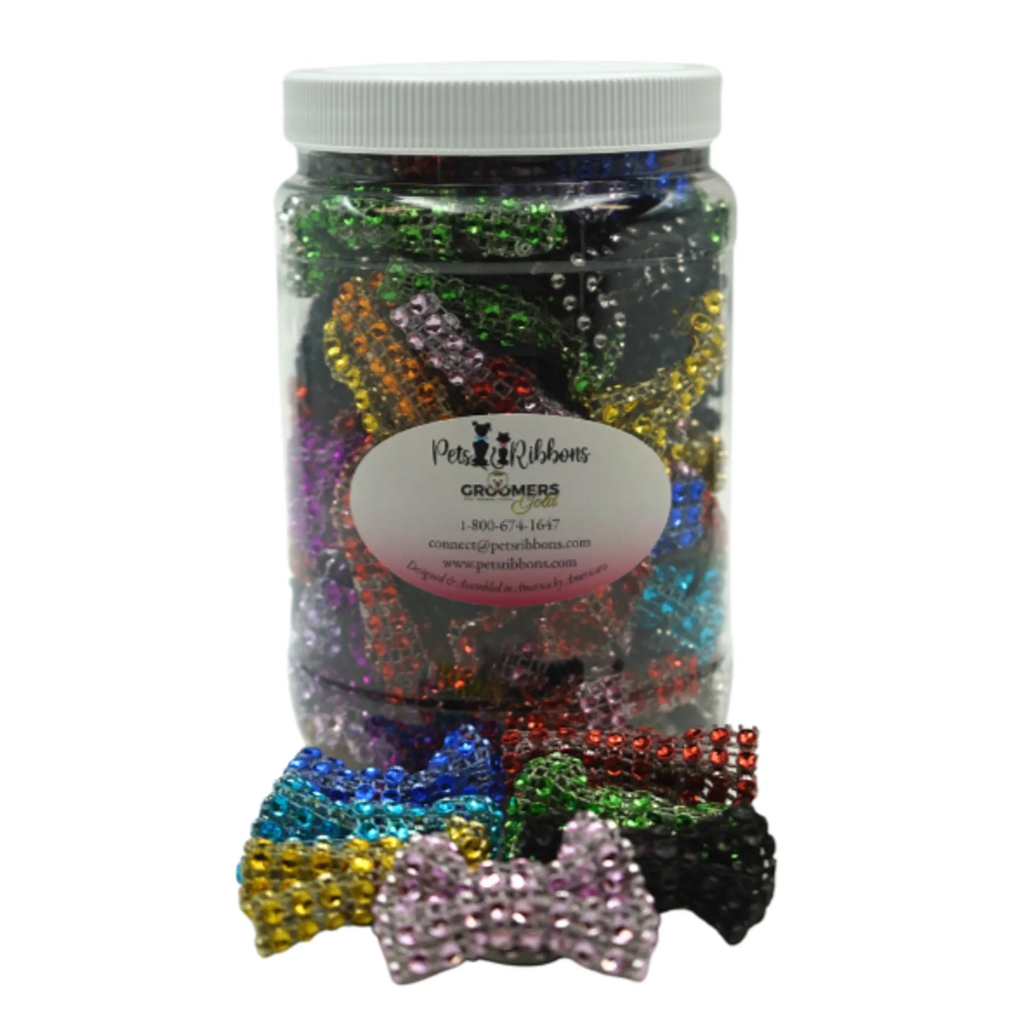 GG107 | 50-100 Dog Cat Bows on Velcro Fastener - Bling 1.5"|Pets Ribbons - Your Pet Connection