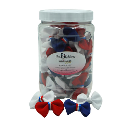 GG108 | 50-100 1" Dog Bows on Rubber band in a jar - Americano|Pets Ribbons - Your Pet Connection