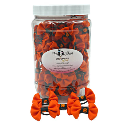 GG109P | 50-100 Halloween Pumpkin Trim Dog Cat Pet Bows in a Jar 1"|Pets Ribbons - Your Pet Connection