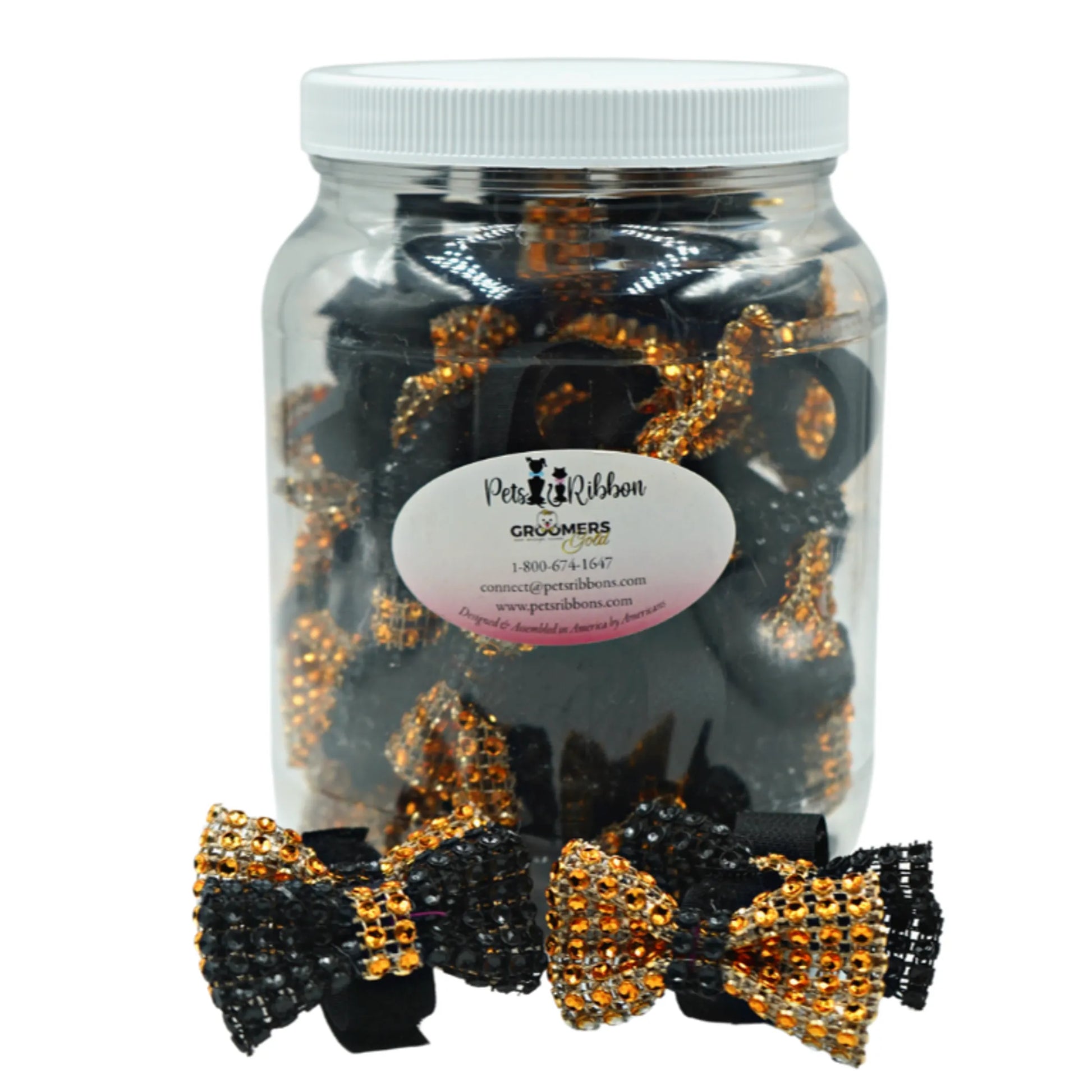 GG109XV | 50-100 Velcro Halloween Dog Cat 1" Bows in Jar|Pets Ribbons - Your Pet Connection