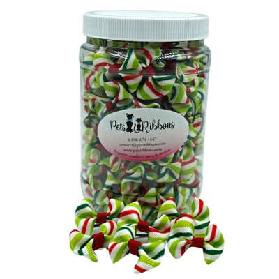 GG110CS | 50-100 Christmas candy stripe 1" dog cat bows|Pets Ribbons - Your Pet Connection