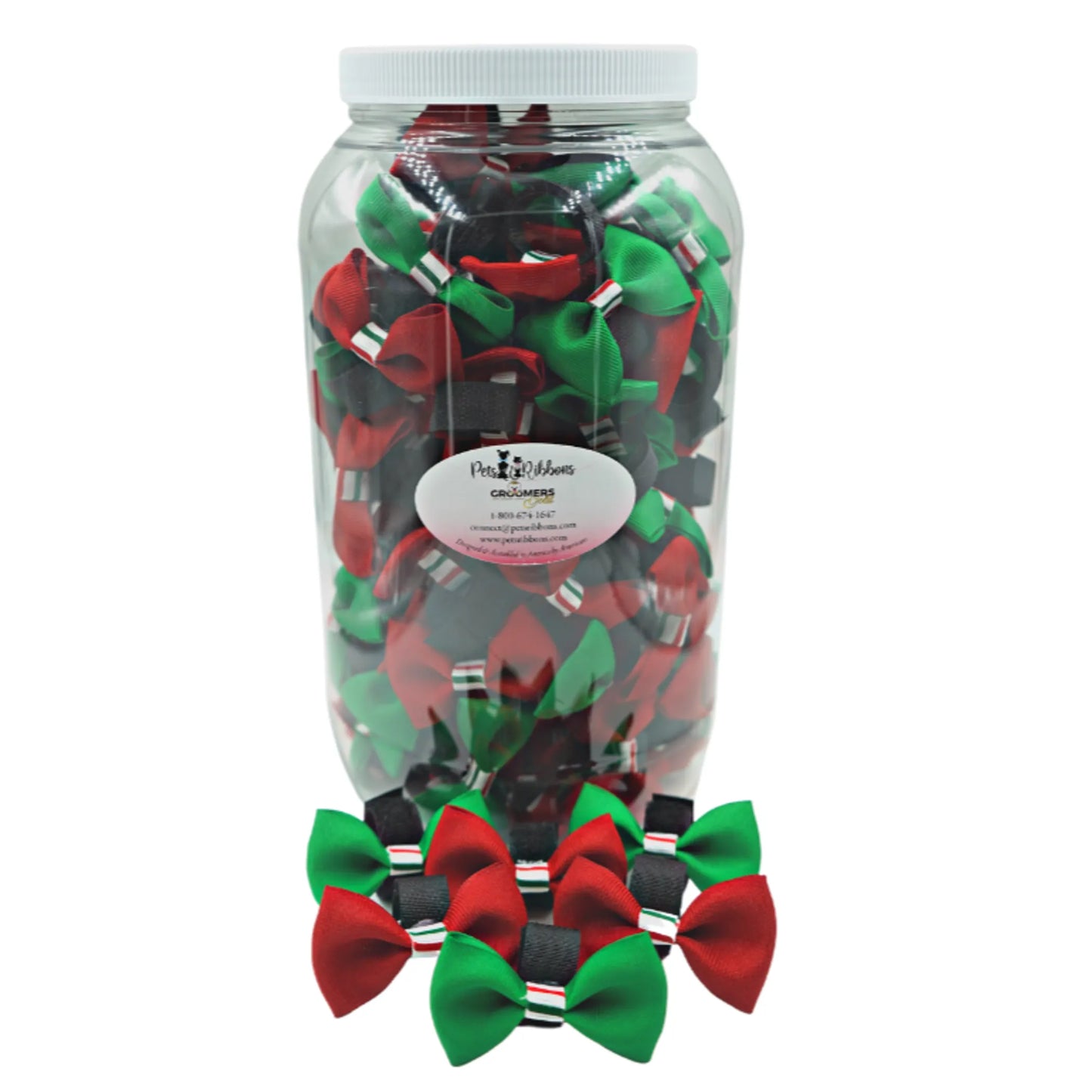 Pets Ribbons Christmas Candy Stripe Pet Bow Jar