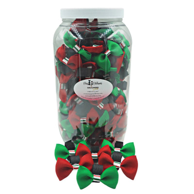 GG110CTV | 50-100 2" Dog Bows on velcro - Christmas Candy Stripe Trim|Pets Ribbons - Your Pet Connection