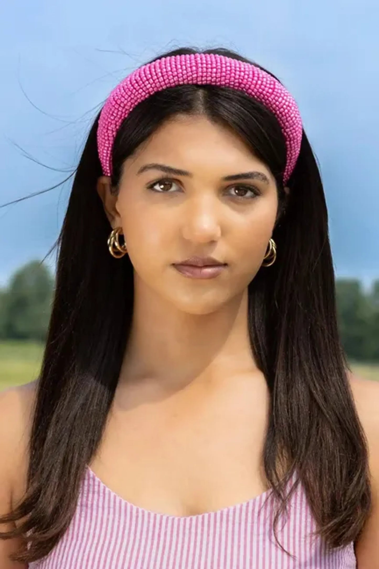 Pink Solid Beaded Headband - Your Pet Connection