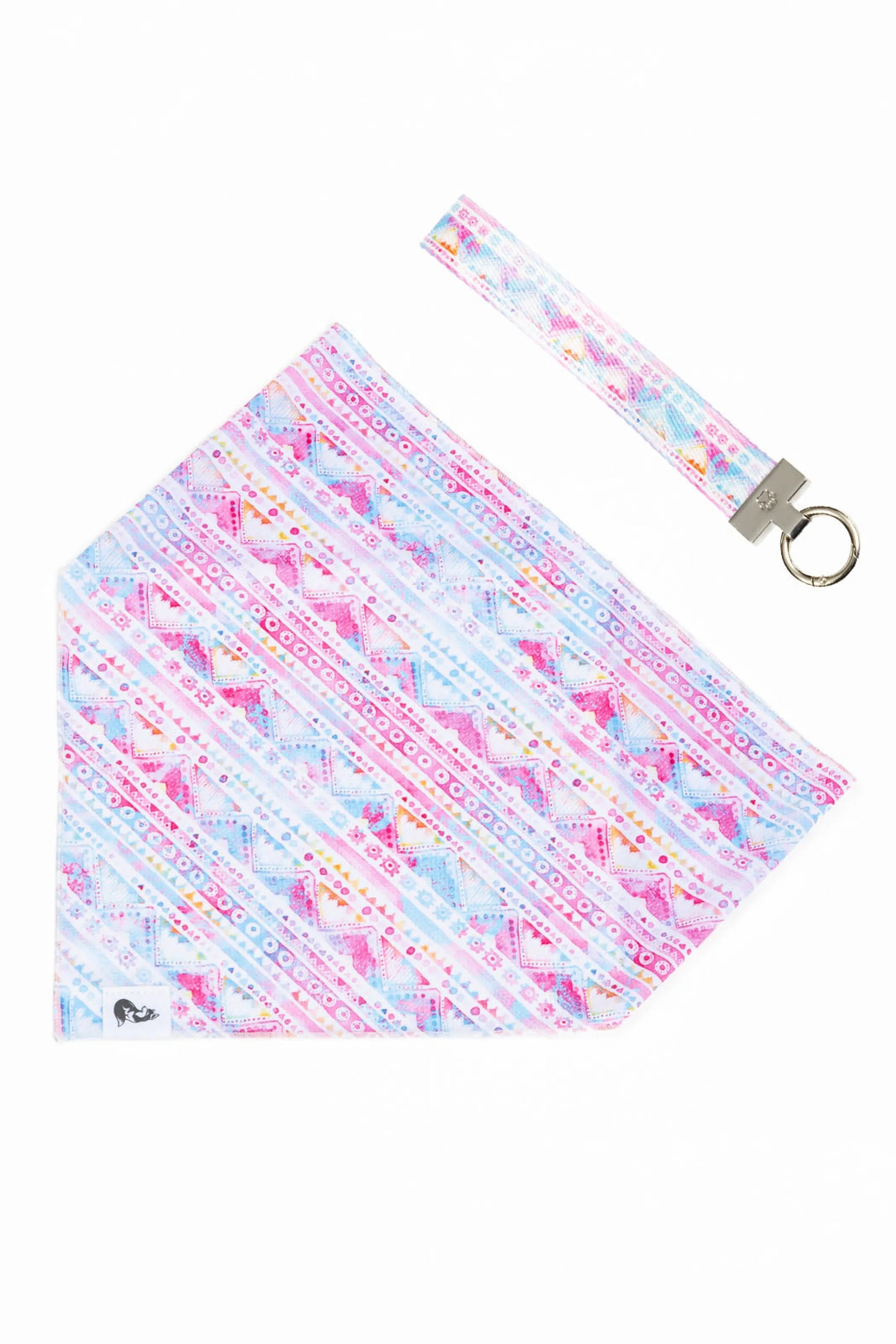 Pink and Blue Tribal Dog Bandana & Matching Keychain - Your Pet Connection