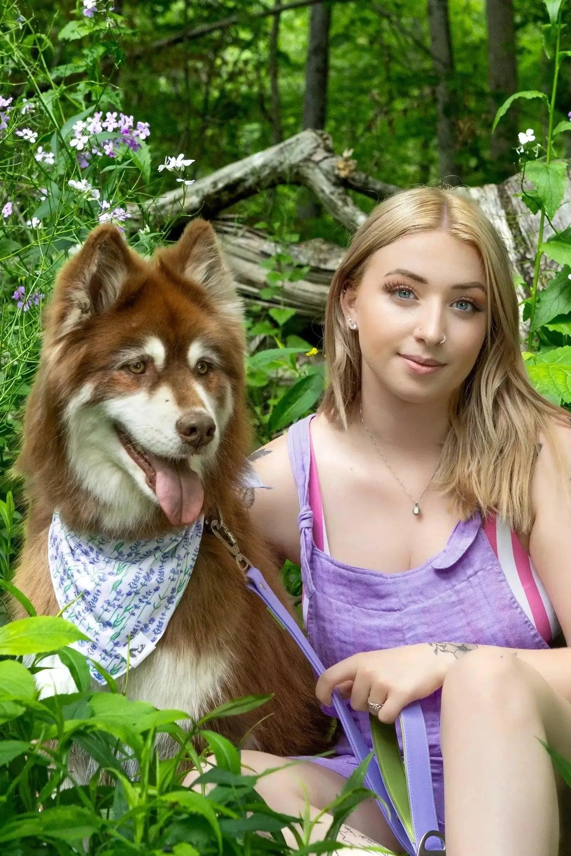 Lavender Blooms Dog Bandana & Matching Keychain - Your Pet Connection