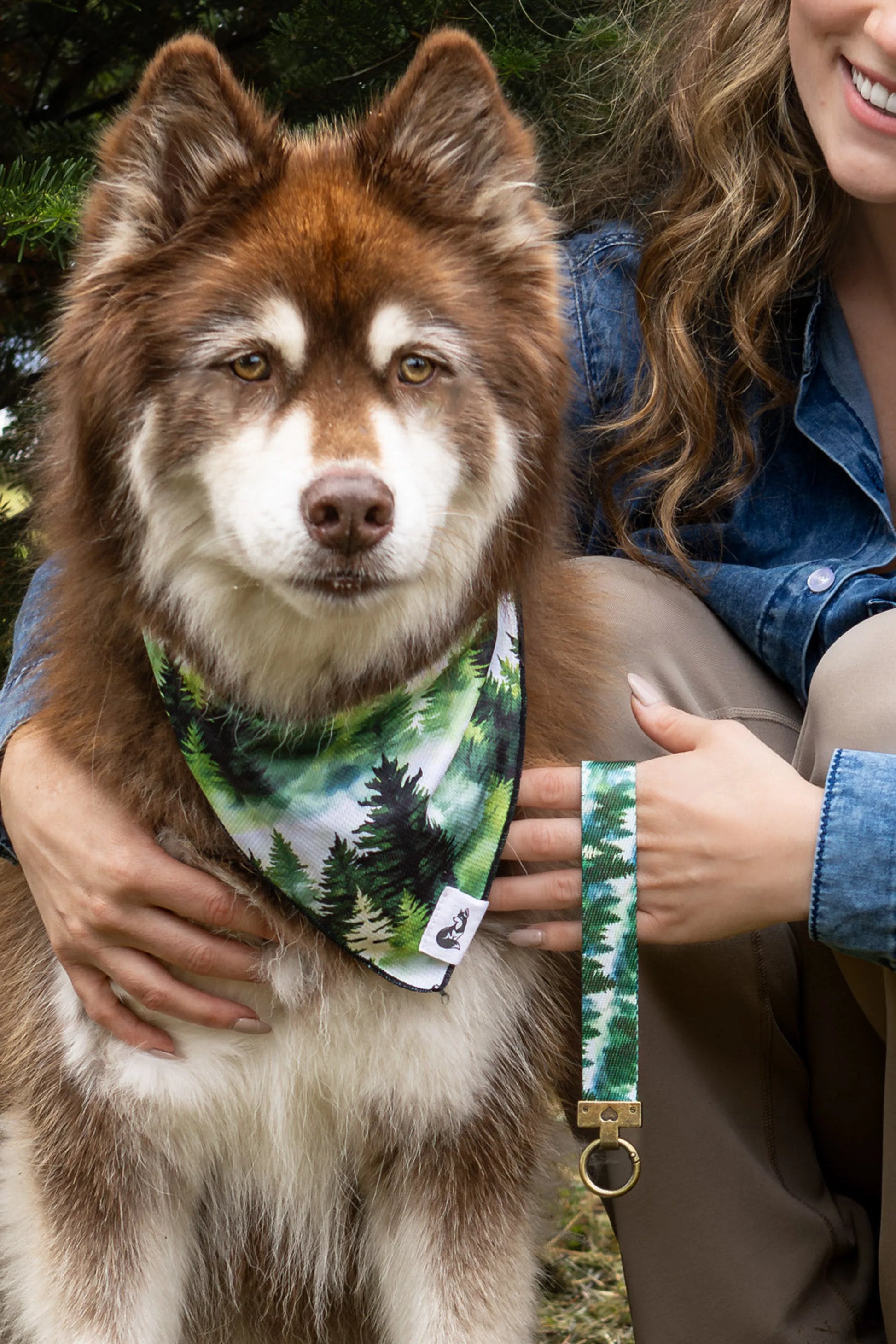 Evergreen Explorer Dog Bandana & Matching Keychain - Your Pet Connection