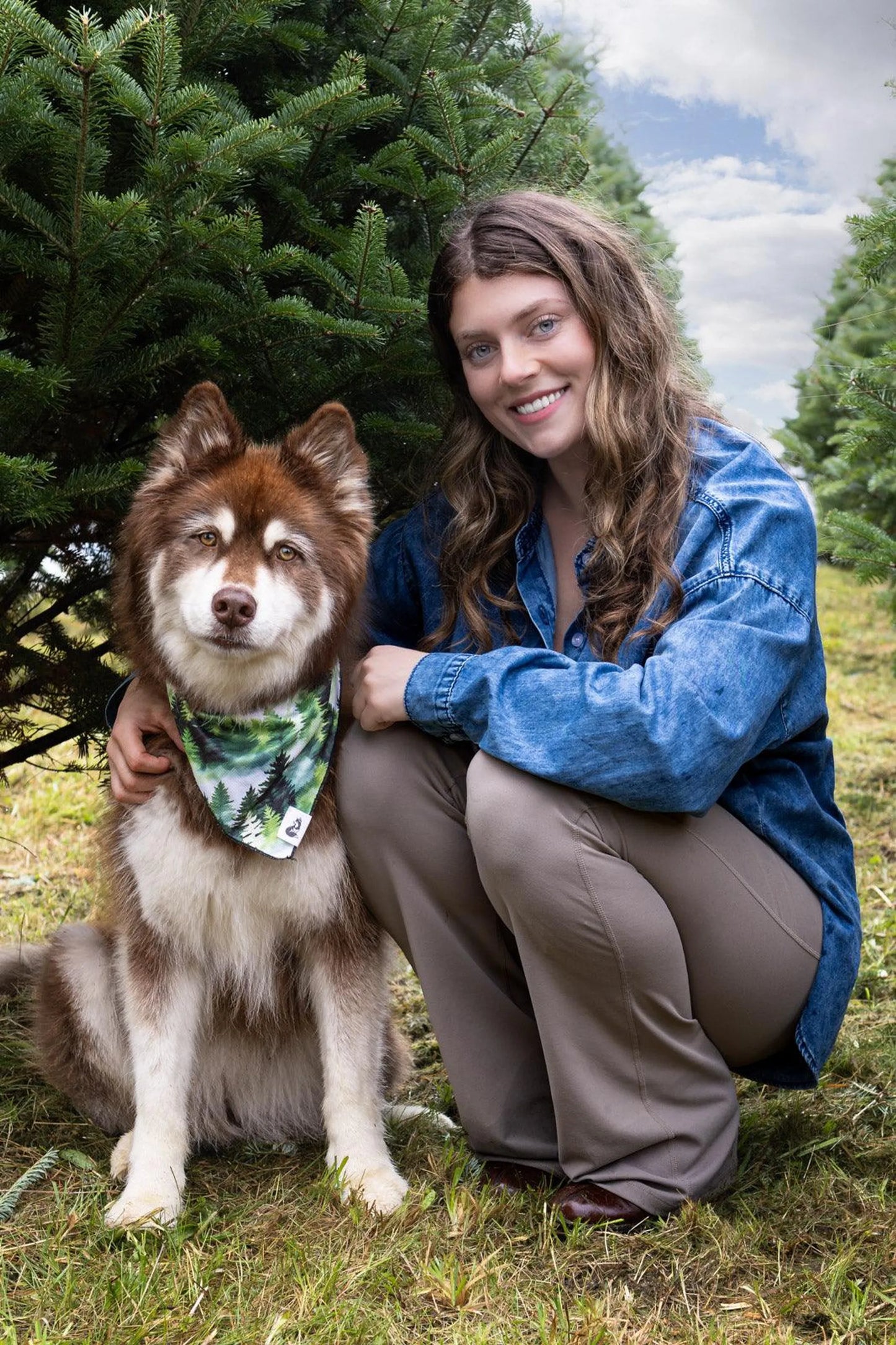 Evergreen Explorer Dog Bandana & Matching Keychain - Your Pet Connection