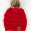 Scarlet Ribbed Beanie with Pom - Your Pet Connection