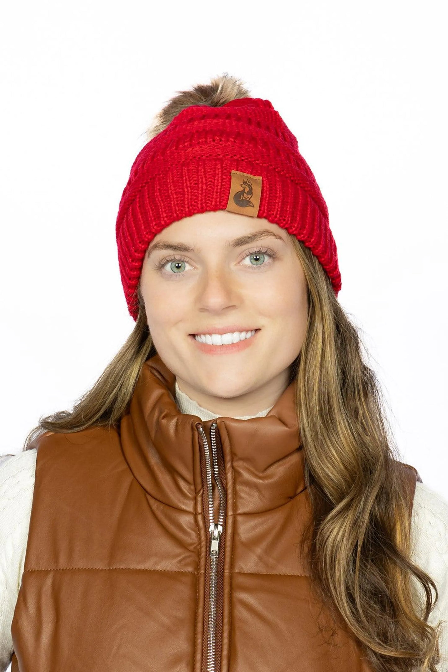 Scarlet Ribbed Beanie with Pom - Your Pet Connection