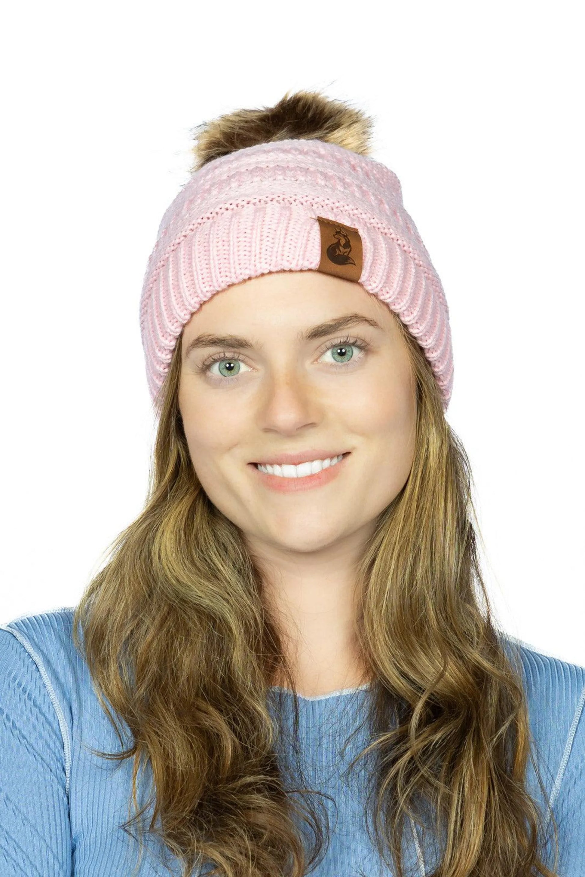 Dianthus Pink Ribbed Beanie with Pom - Your Pet Connection