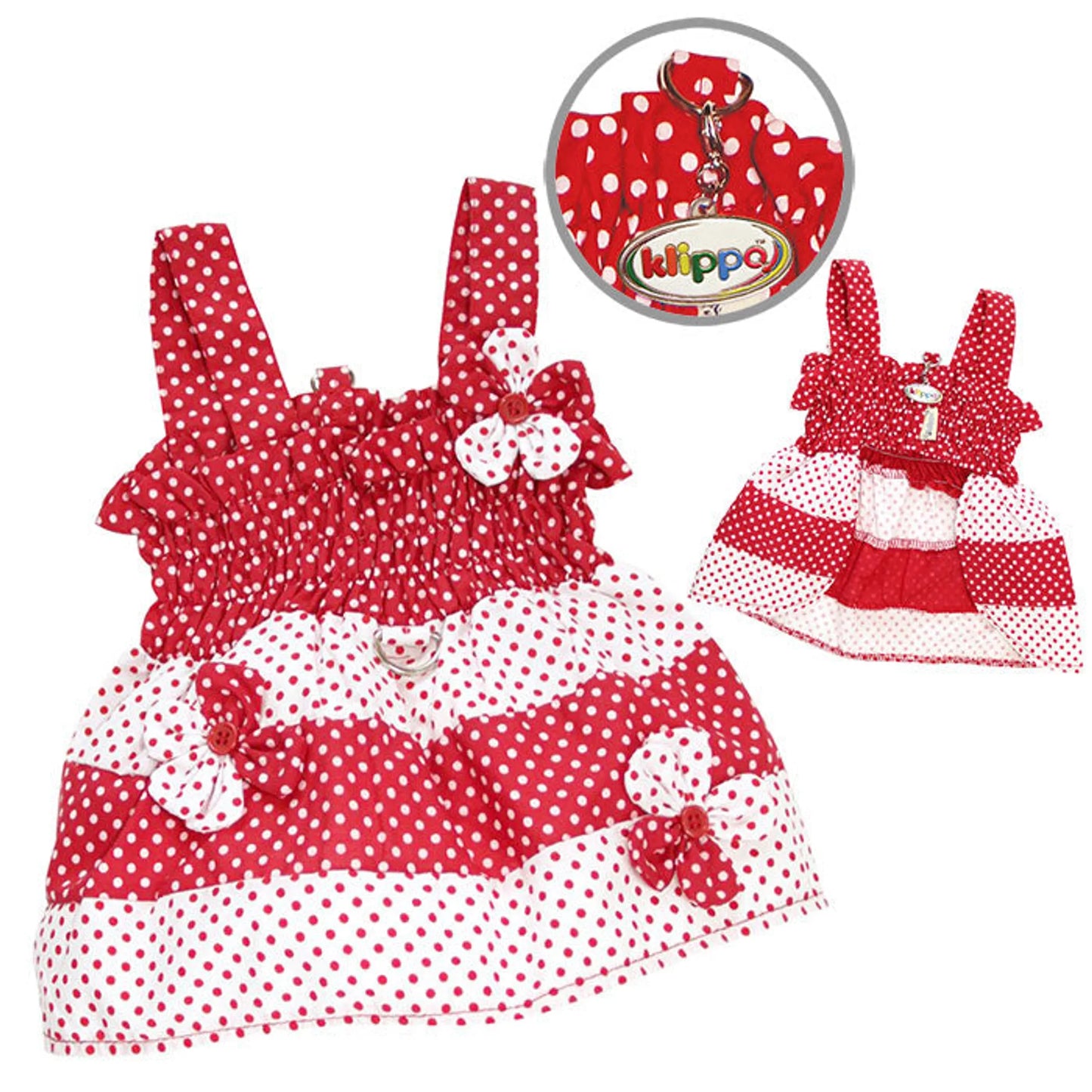 Red & White Polka Dots Sundress with Contrasting Flowers - Your Pet Connection