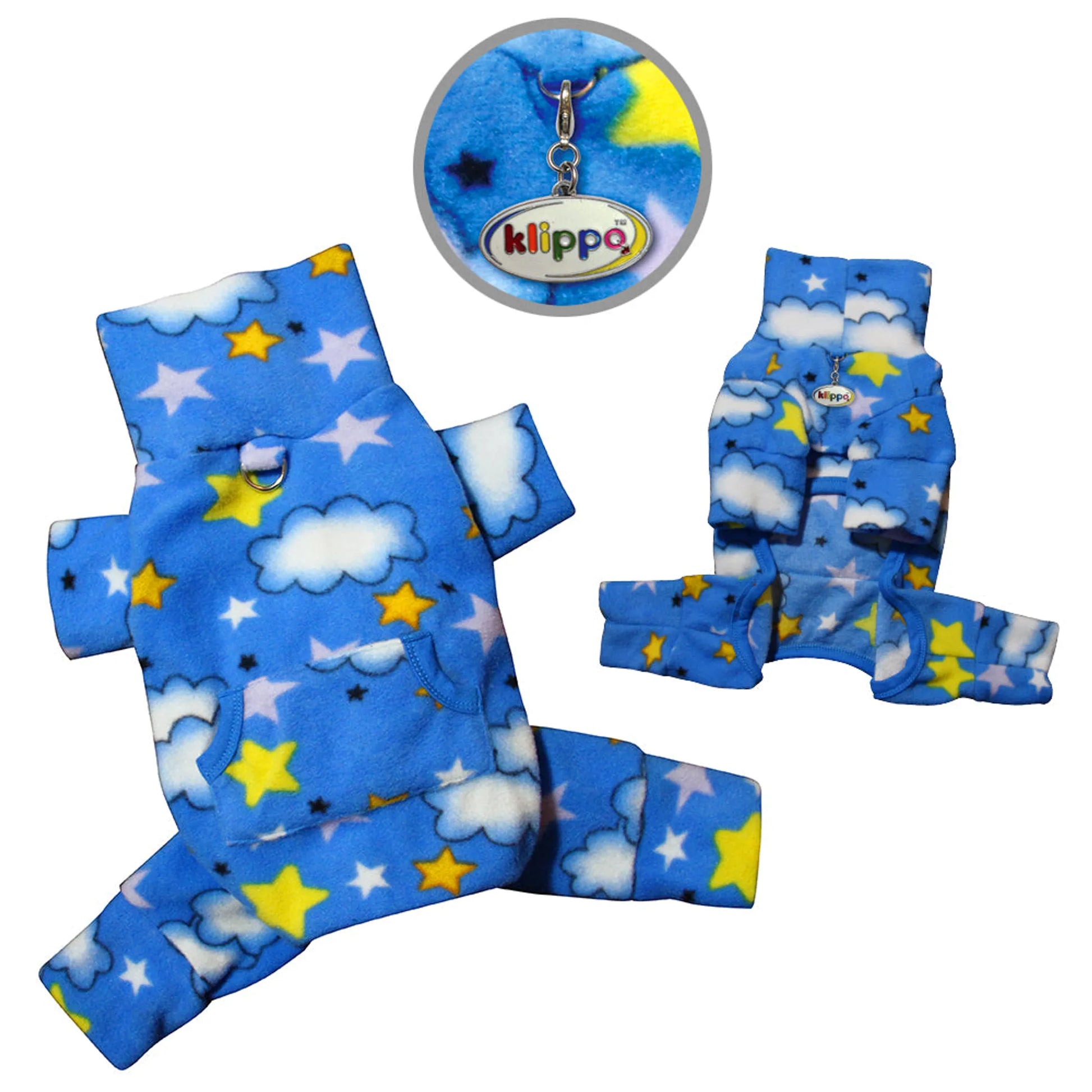 Stars and Clouds Fleece Turtleneck Pajamas - Your Pet Connection