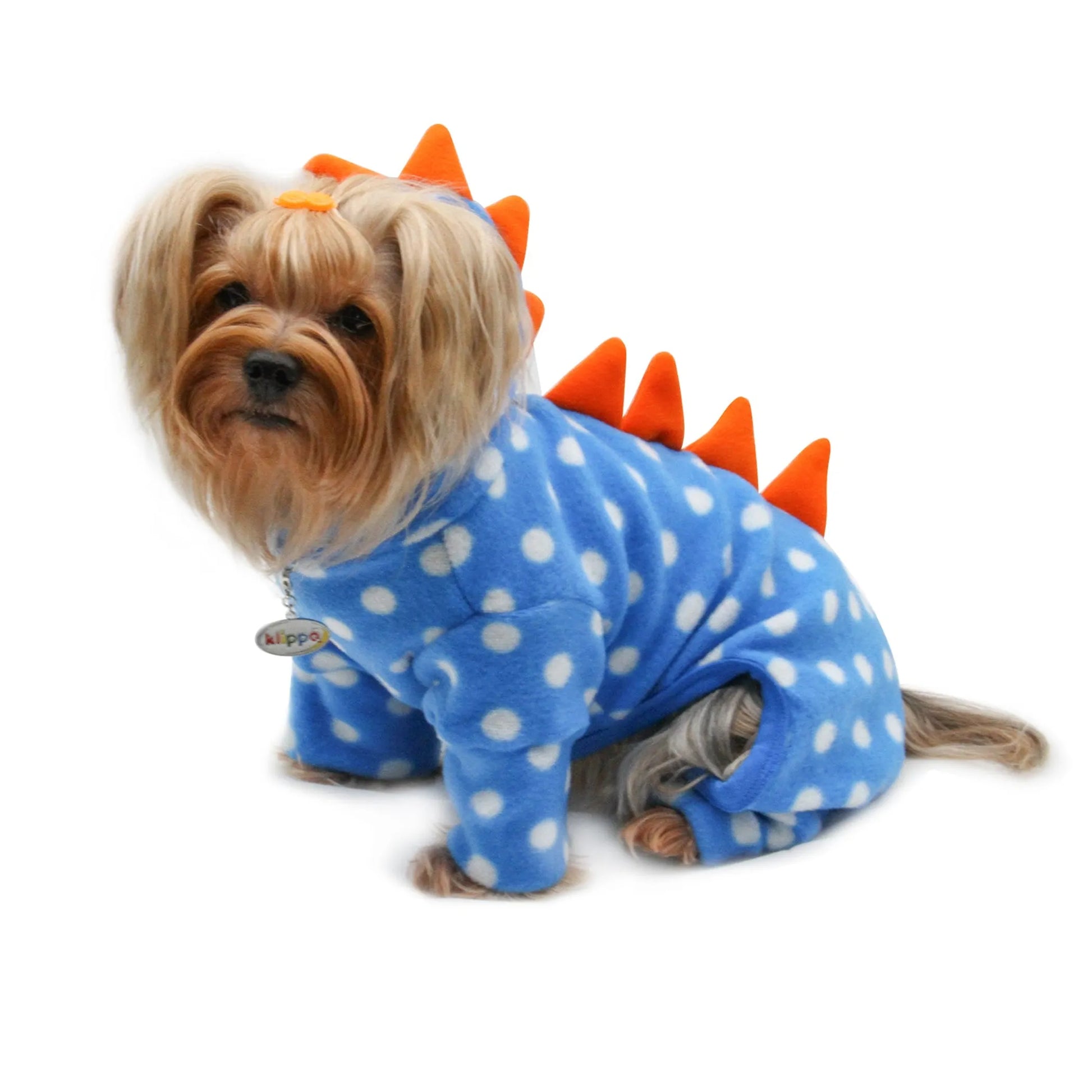 Polka Dots DINO Fleece Hooded Bodysuit/Pajamas - Your Pet Connection