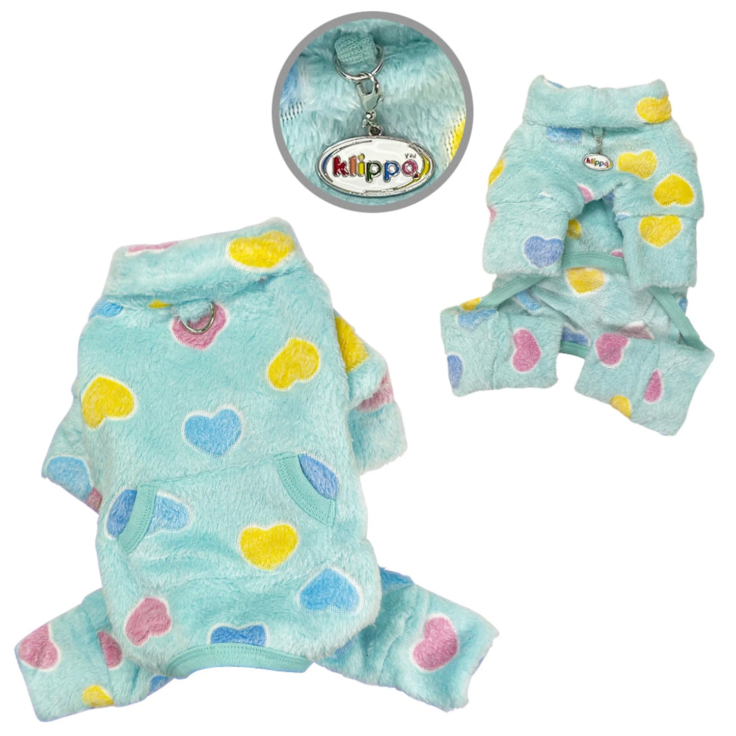 Ultra Plush Colorful Hearts Turtleneck Pajamas - Your Pet Connection
