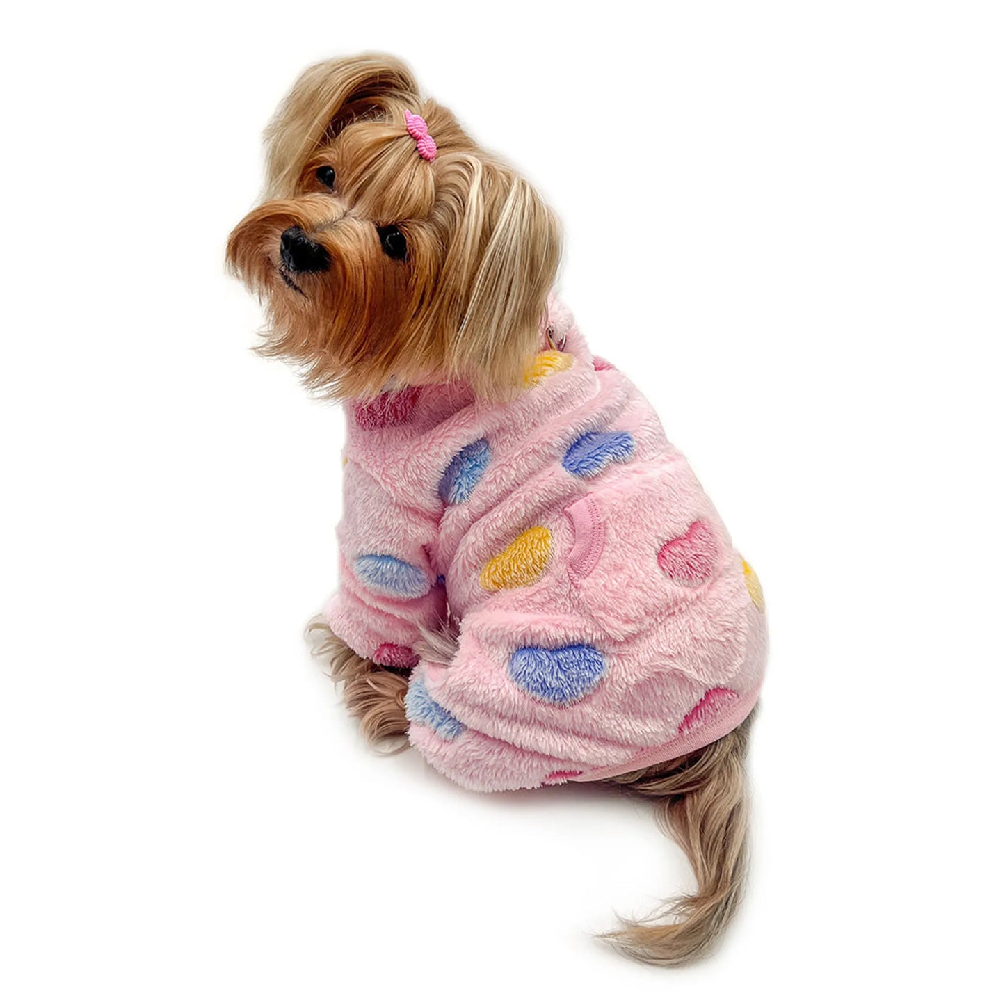 Ultra Plush Colorful Hearts Turtleneck Pajamas - Your Pet Connection