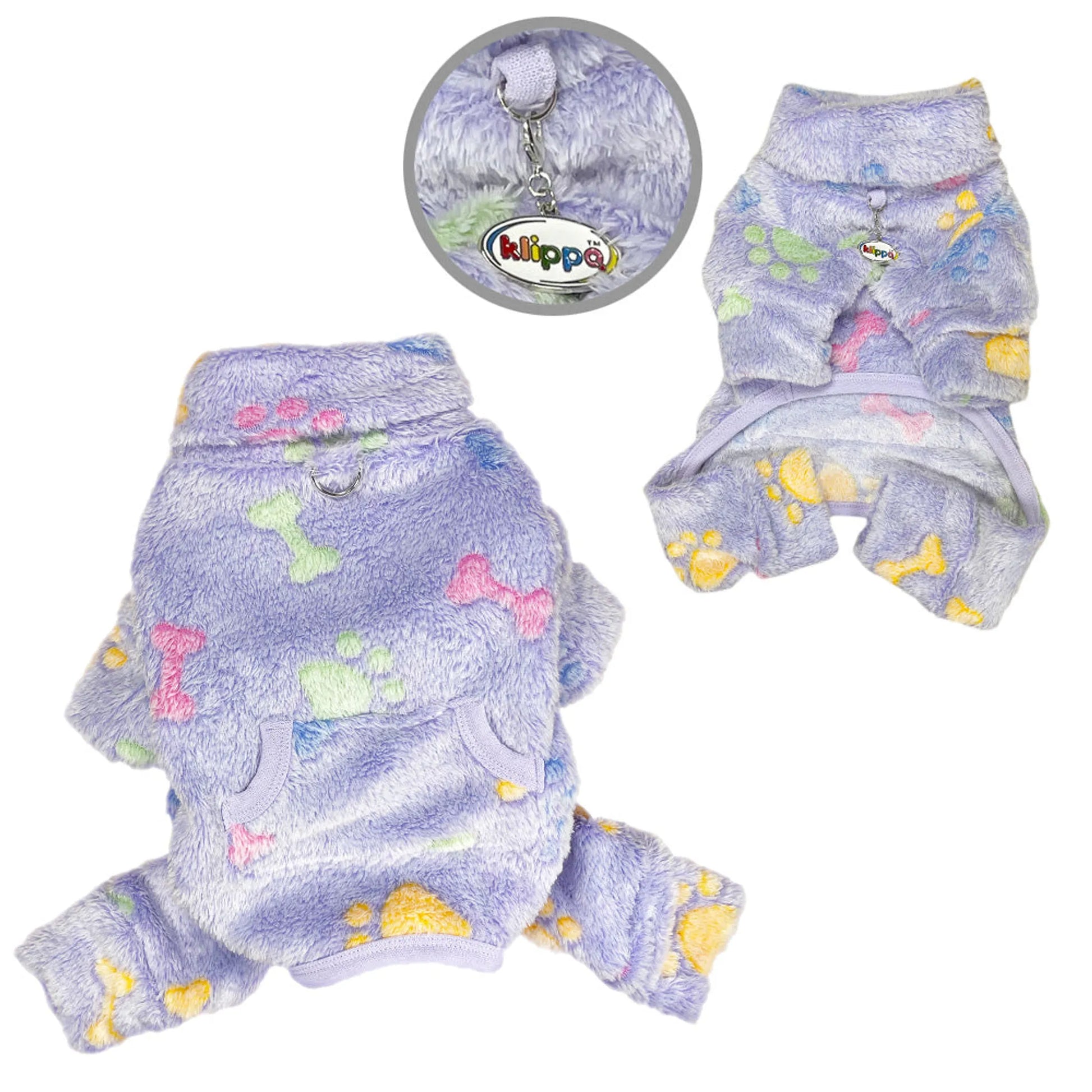 Ultra Plush Colorful Bones/Paws Turtleneck Pajamas - Your Pet Connection