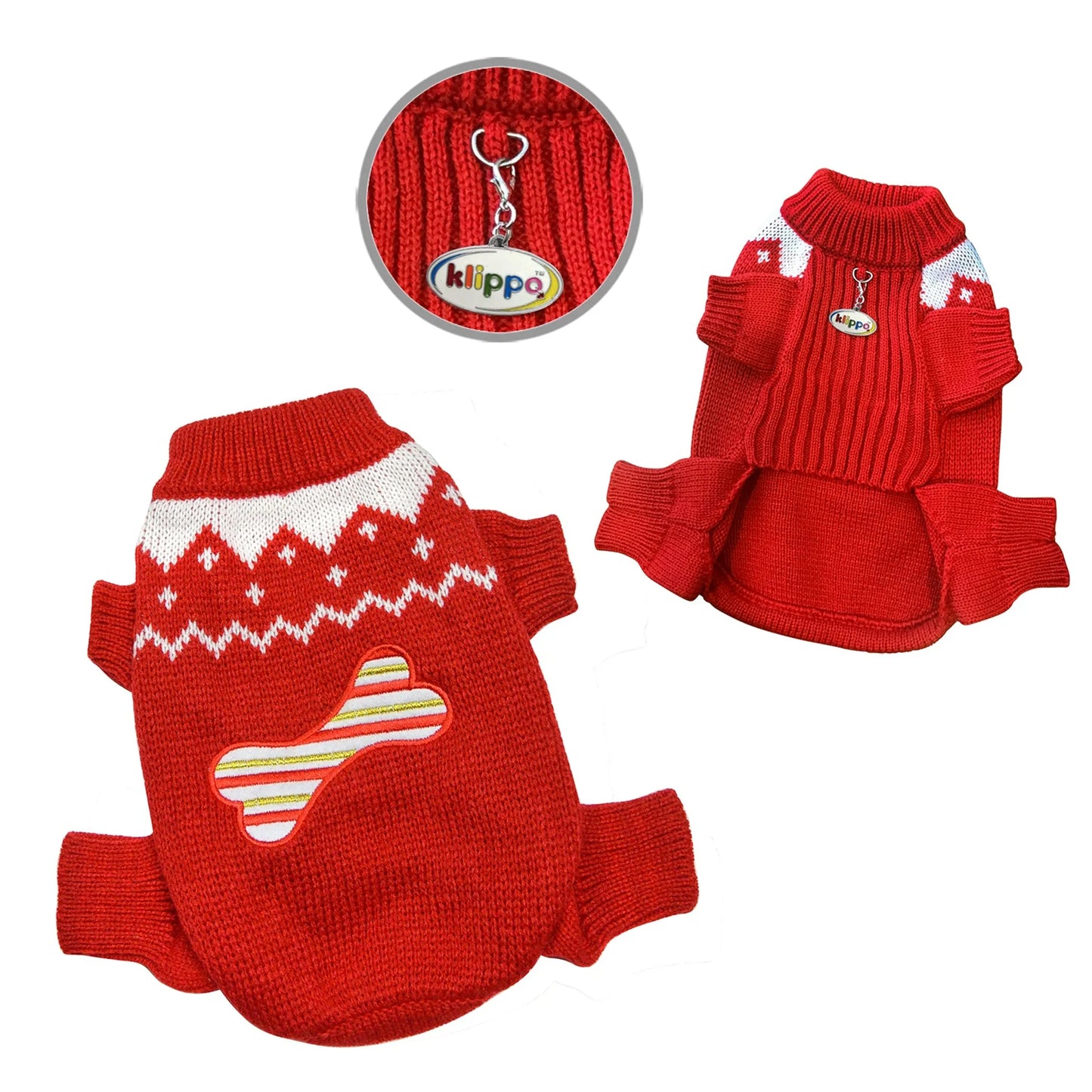 Candy Cane Bone Holiday Sweater Bodysuit - Your Pet Connection