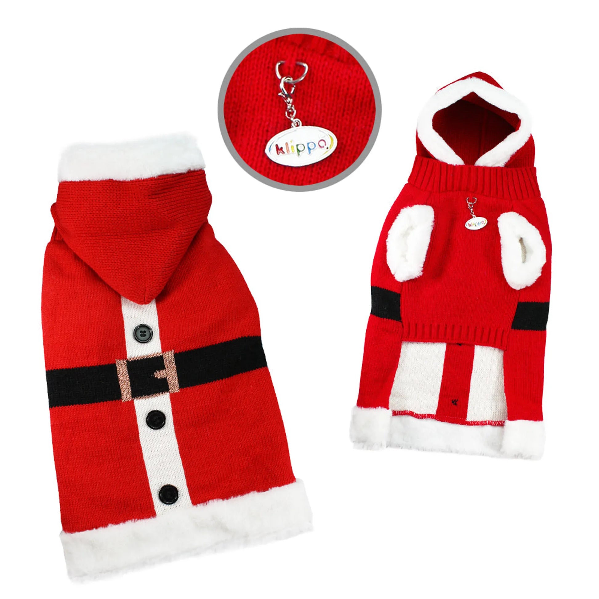 Santa Hooded Sweater with Soft Fur Trims - Your Pet Connection