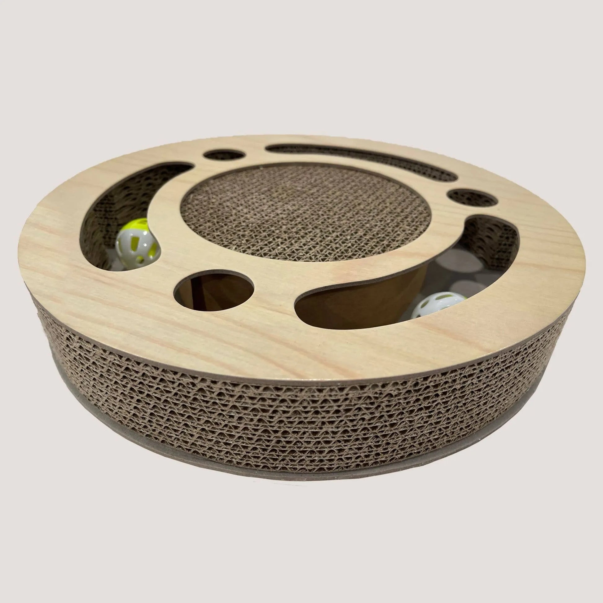 NANDOG Round Shape Open Play Set Wood Cat Scratcher - Your Pet Connection
