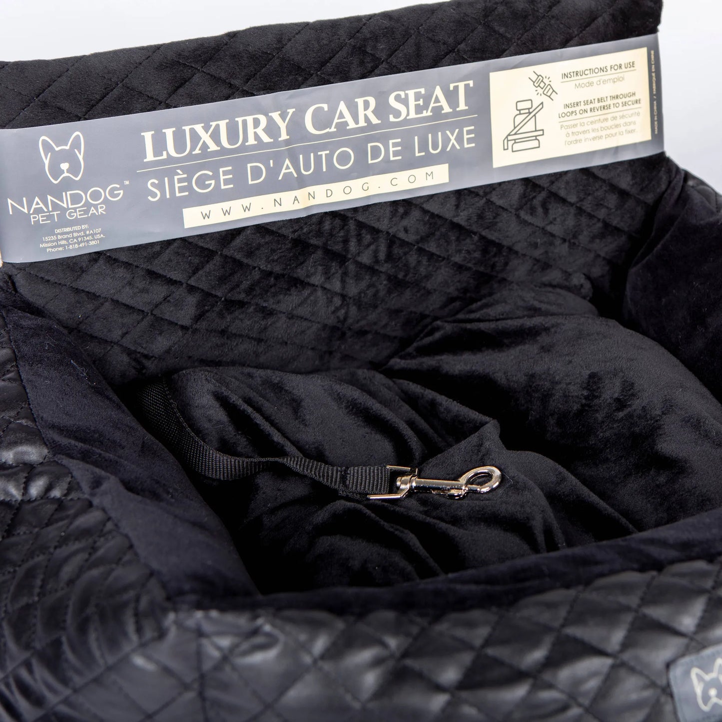 NANDOG Car Seat Quilted Vegan Leather BLACK - Your Pet Connection
