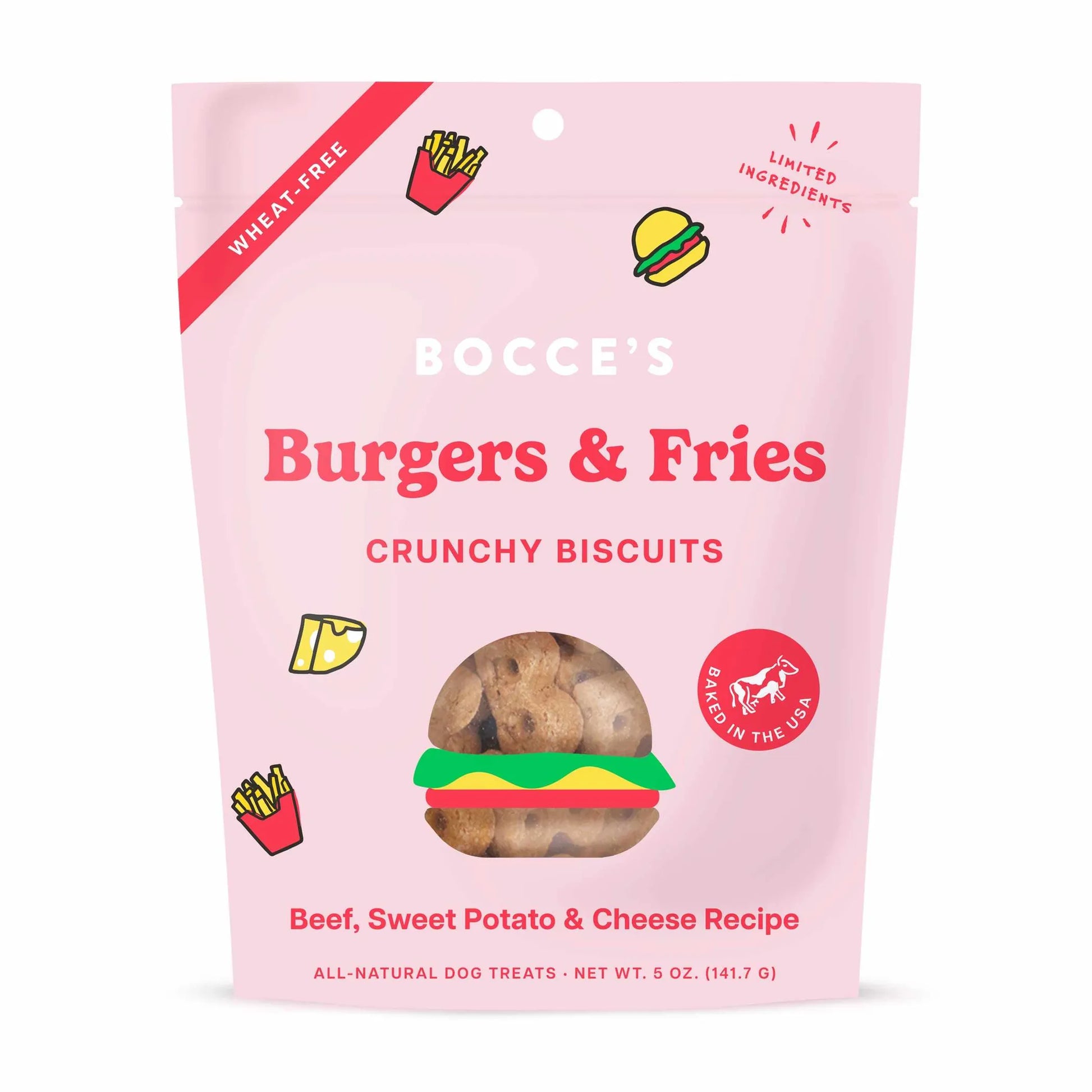 Bocce's Bakery Burgers & Fries Biscuit Dog Treats 5oz - Your Pet Connection