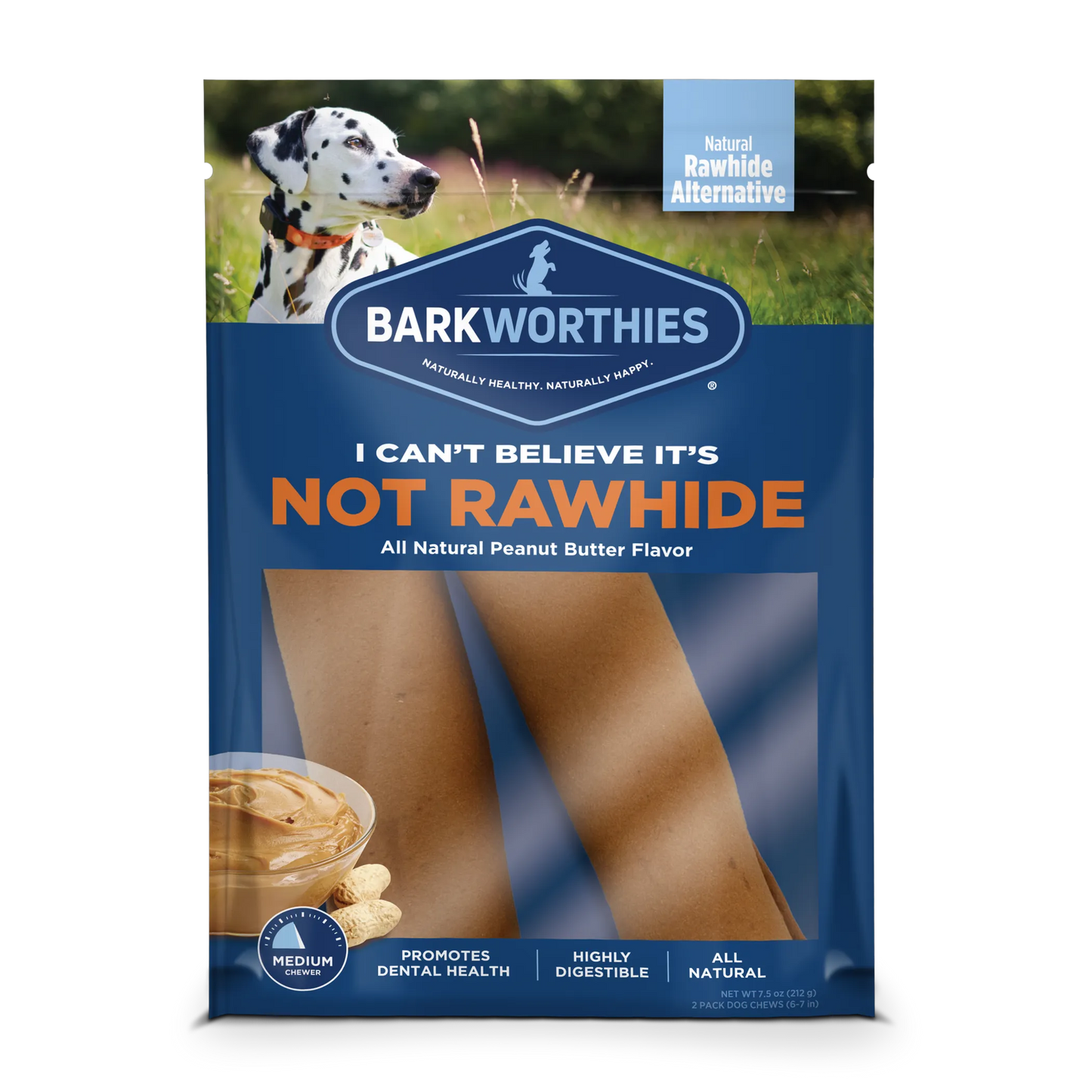 Barkworthies I Can't Believe It's Not Rawhide Rolls Peanut Butter - Your Pet Connection
