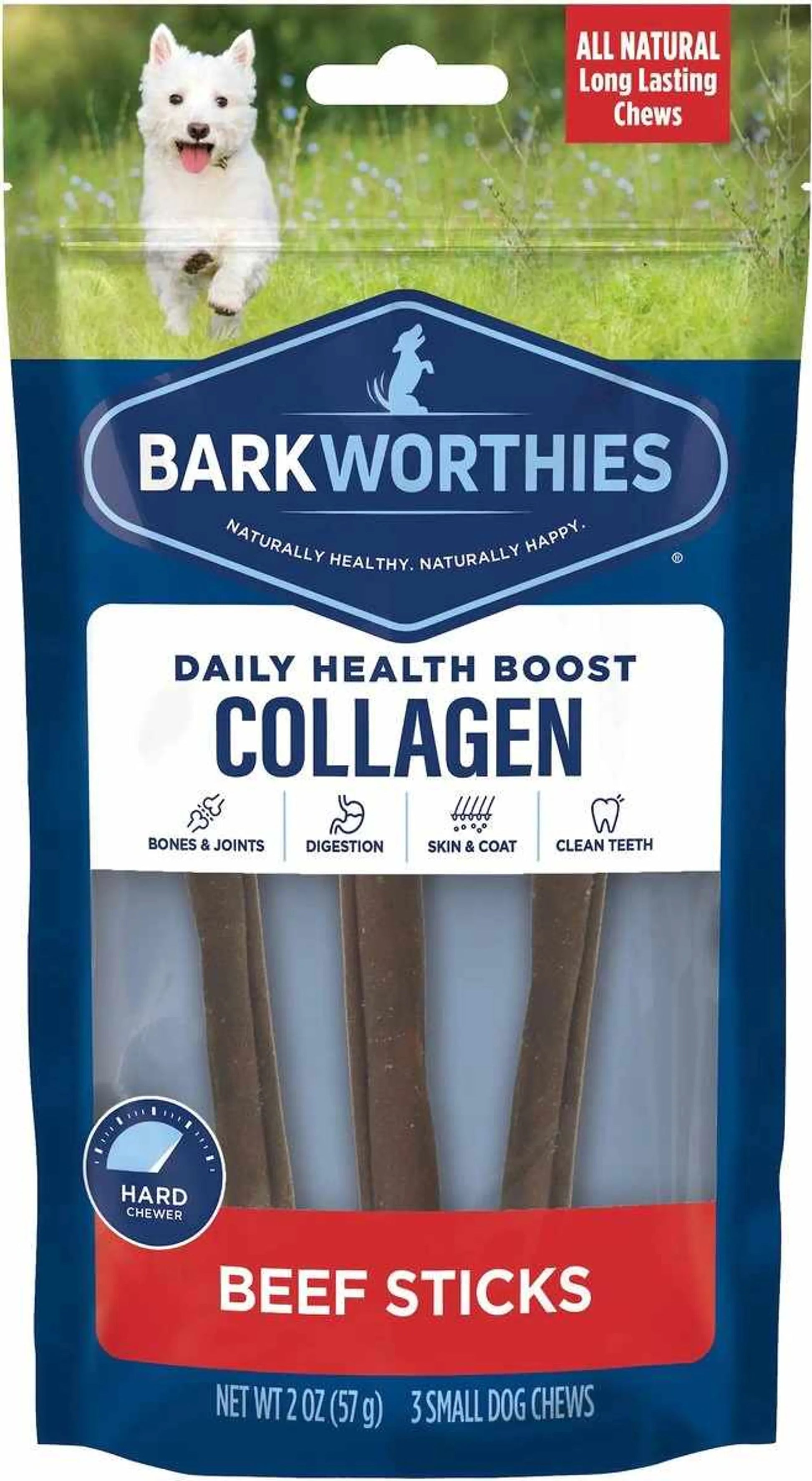 Barkworthies Collagen Beef Sticks Plain - Your Pet Connection