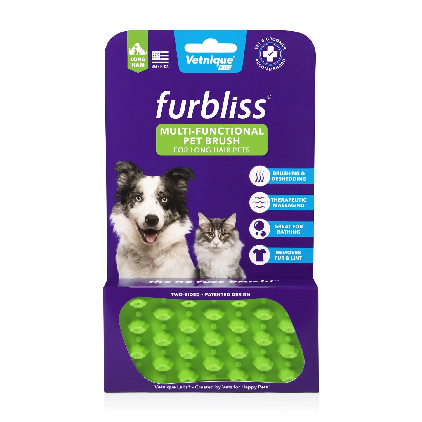 Furbliss Green Brush Long Hair SM - Your Pet Connection