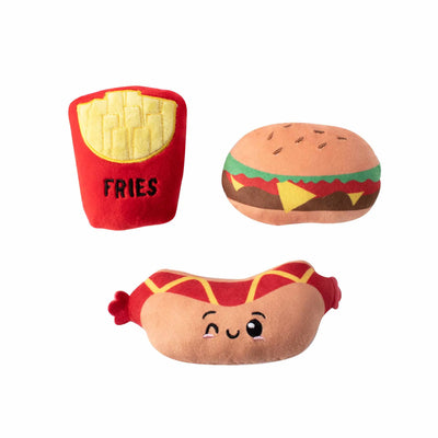 PetShop by Fringe Studio Fast Foods Plush Dog Toy Set Small 3pc - Your Pet Connection