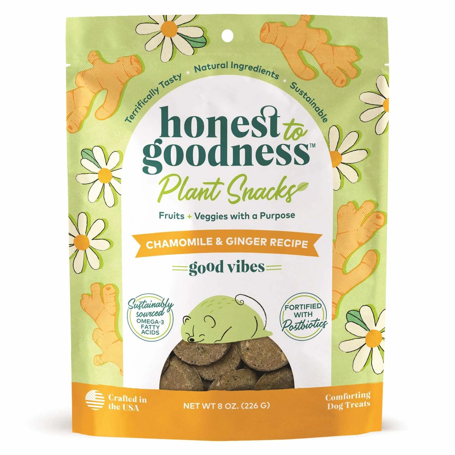 Honest To Goodness(TM) Plant Snacks Good Vibes Chamomile & Ginger Recipe Dog Treats 8oz - Your Pet Connection