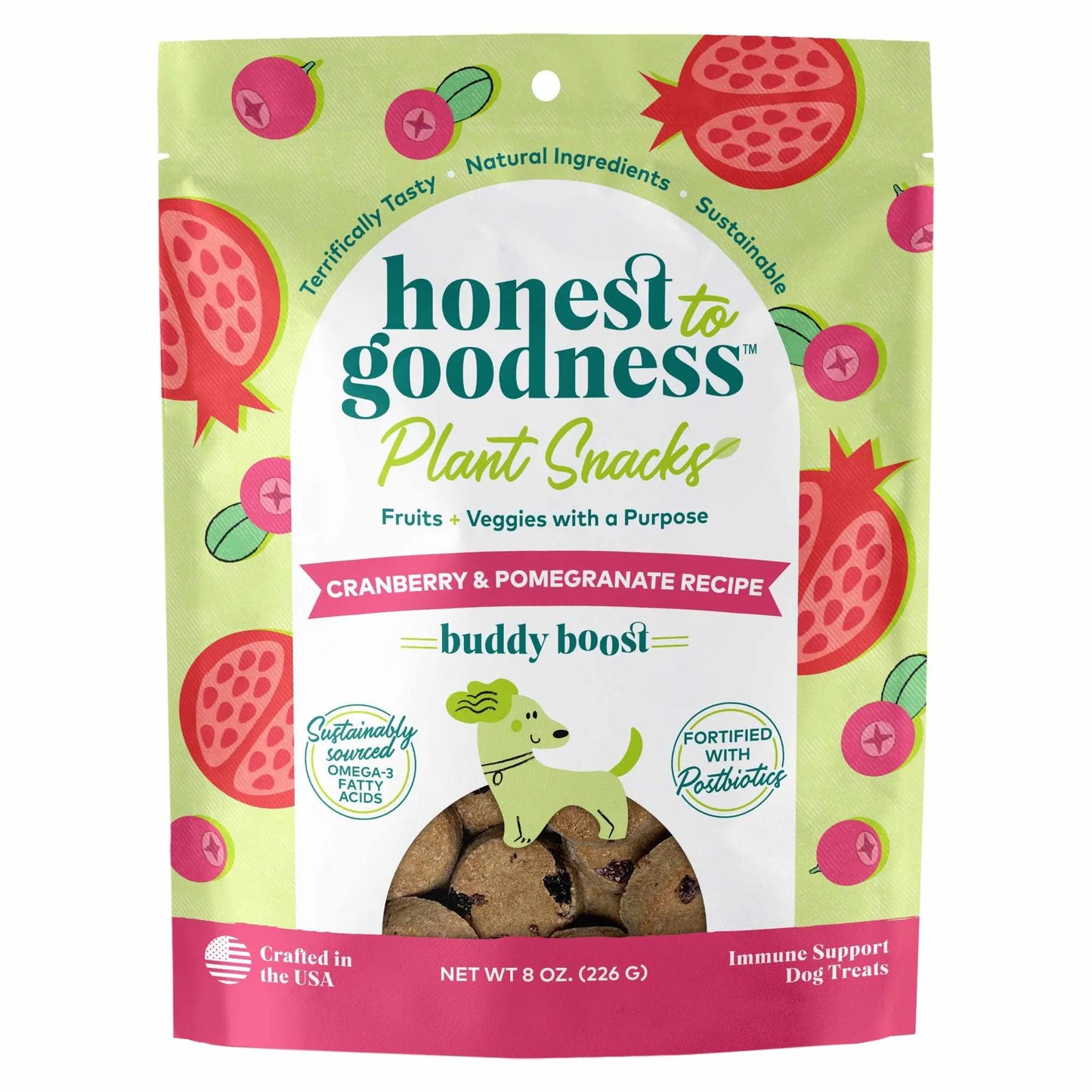 Honest To Goodness(TM) Plant Snacks Buddy Boost Cranberry & Pomegranate Recipe Dog Treats 8oz - Your Pet Connection