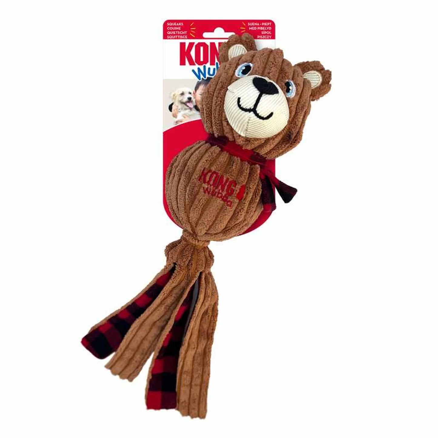 KONG Holiday Wubba(TM) Corduroy Bear Lg - Your Pet Connection