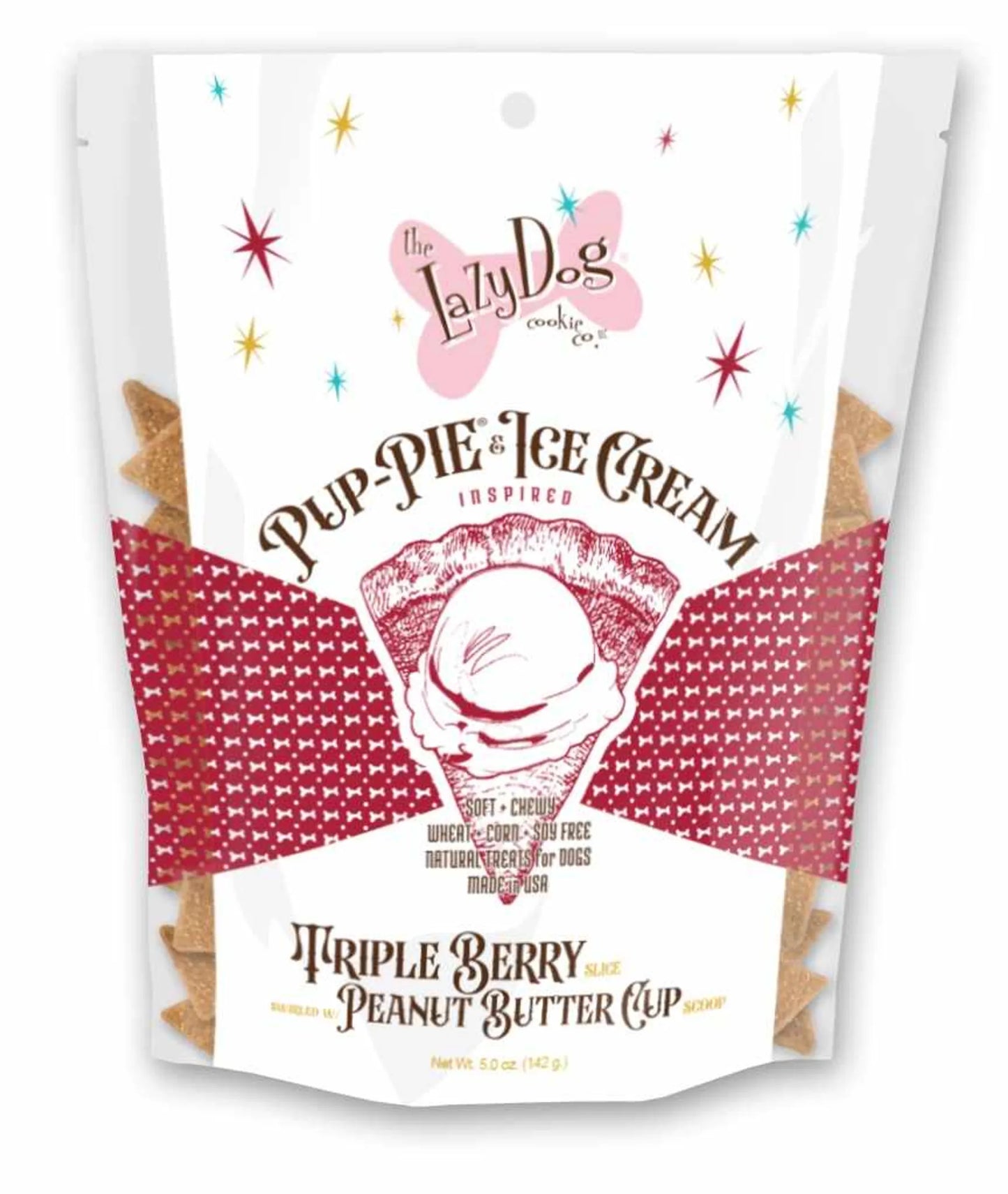 Lazy Dog Pup-PIE & Ice Cream Slices Triple Berry w/ Peanut Butter Dog Treat 5oz - Your Pet Connection