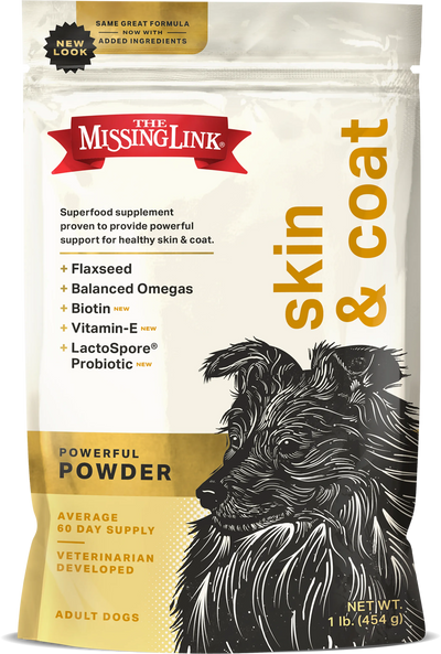 The Missing Link skin and coat powder supplement package