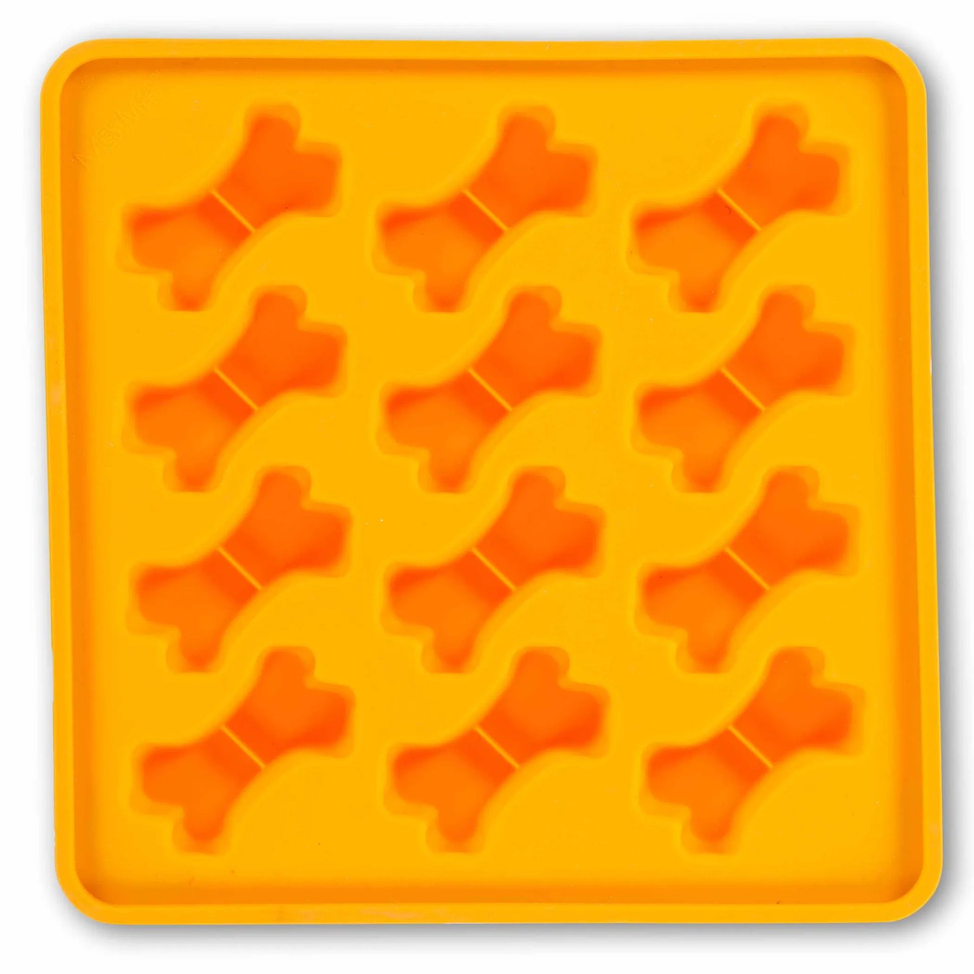 Messy Mutts Framed Silicone Dog Treat Making Mold Bone Shape Orange 10" x 10" - Your Pet Connection