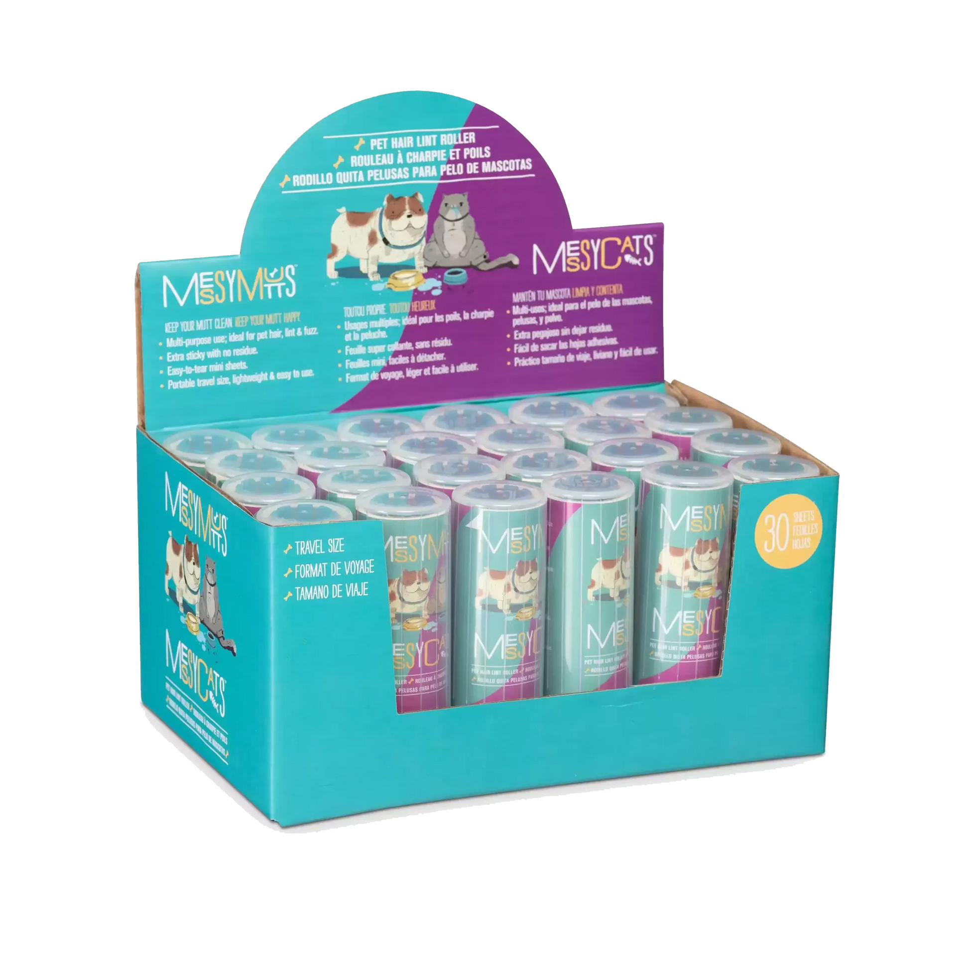 Messy Mutts Pet Hair Lint Rollers Travel Size 24ct - Your Pet Connection