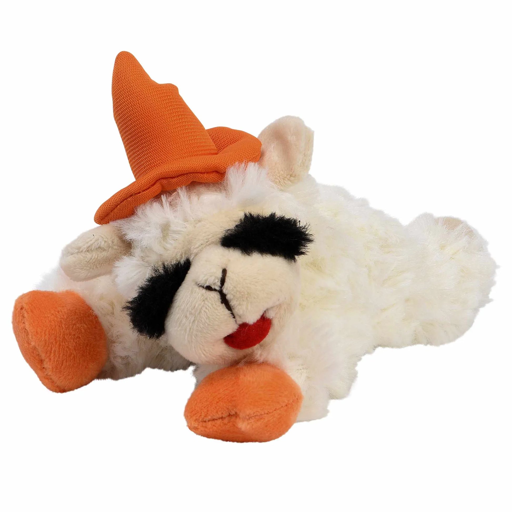 Multipet Halloween Lamb Chop 6.5 w/Orange Hat & Paws - Your Pet Connection