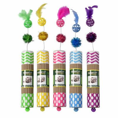 Multipet Cardboard Roller Cat Toy Assorted Colors 17" - Your Pet Connection