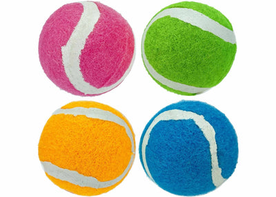 Multipet Minipet Squeaky Tennis Balls Dog Toy Assorted Colors 4pk 2.5" - Your Pet Connection
