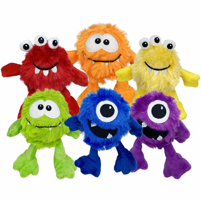 Multipet Minipet Plush Monsters Dog Toy Assorted Monsters/Colors 5" - Your Pet Connection