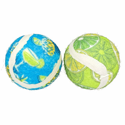 Multipet Margaritaville(R) Tennis Ball Cat Toy 2" 2pk - Your Pet Connection