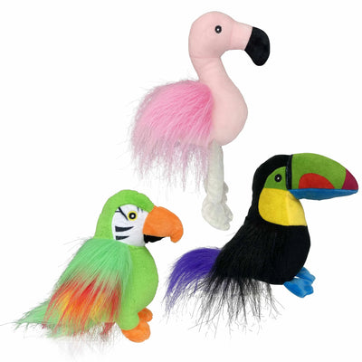 Multipet Margaritaville(R) Tropical Birds Plush Dog Toy Assorted 10.5" - Your Pet Connection