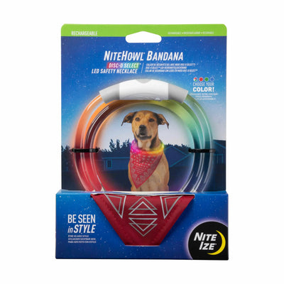 Nite Ize NiteHowl(R) Bandana Rechargeable LED Safety Necklace - Disc-O Select(TM) - Red - Your Pet Connection