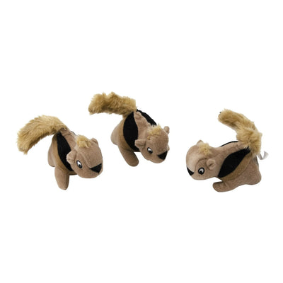 Outward Hound Squeakin' Squirrels Plush Dog Toy Brown 3pc - Your Pet Connection